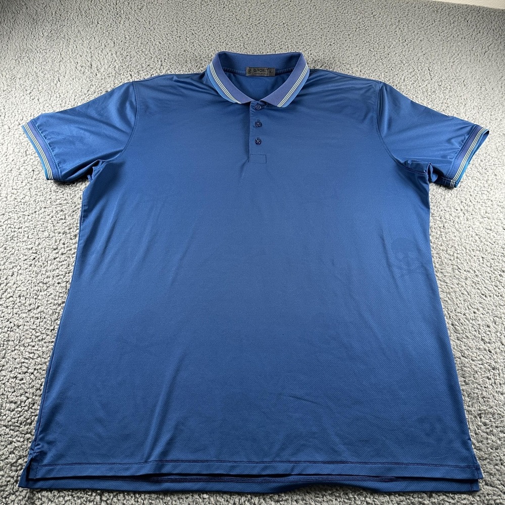 G/FORE Golf Polo Shirt Mens XL Blue LACC Logo Skull Bones Performance Stretch